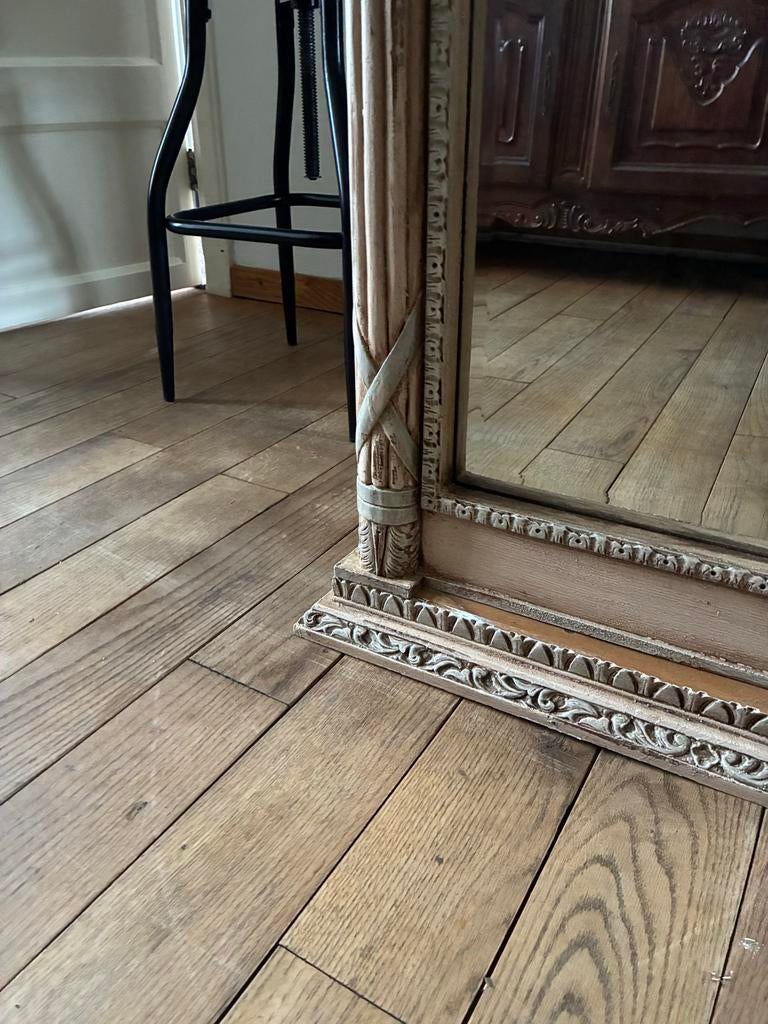 Oude Romeinse/Griekse spiegel met houten lijst 66x127cm, Ophalen, Rechthoekig, 50 tot 100 cm, 100 tot 150 cm