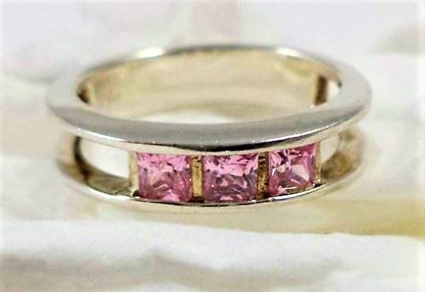 Bandring zilver met 3 lila zirkonia.  (7194-1962), Ophalen, Dame, Zilver, Zilver