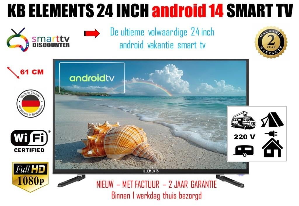 KB ELEMENTS 24 INCH FULL HD SMART TV, Overige merken, LED, 50 Hz, Nieuw