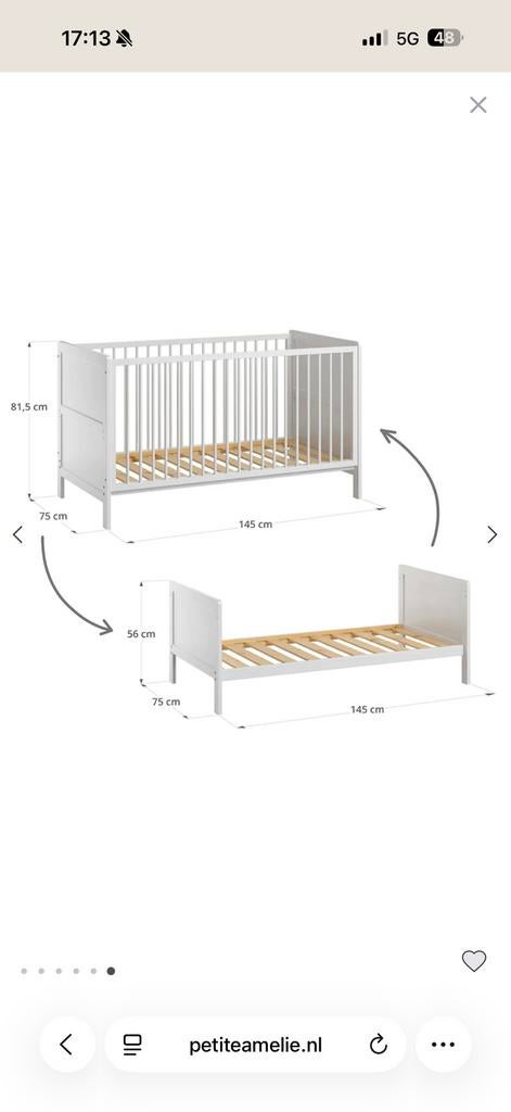 3 IN 1 BABYBED / MEEGROEIBED "EVOLUTIF" AURORE 0-4 JAAR |wit, Ophalen of Verzenden, Zo goed als nieuw