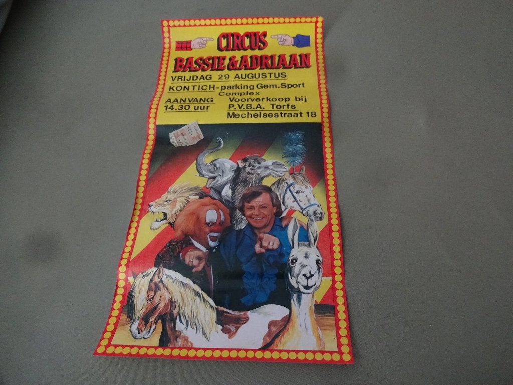 Bassie en Adriaan poster [Zeldzaam], Ophalen of Verzenden, Poster, Artwork of Schilderij