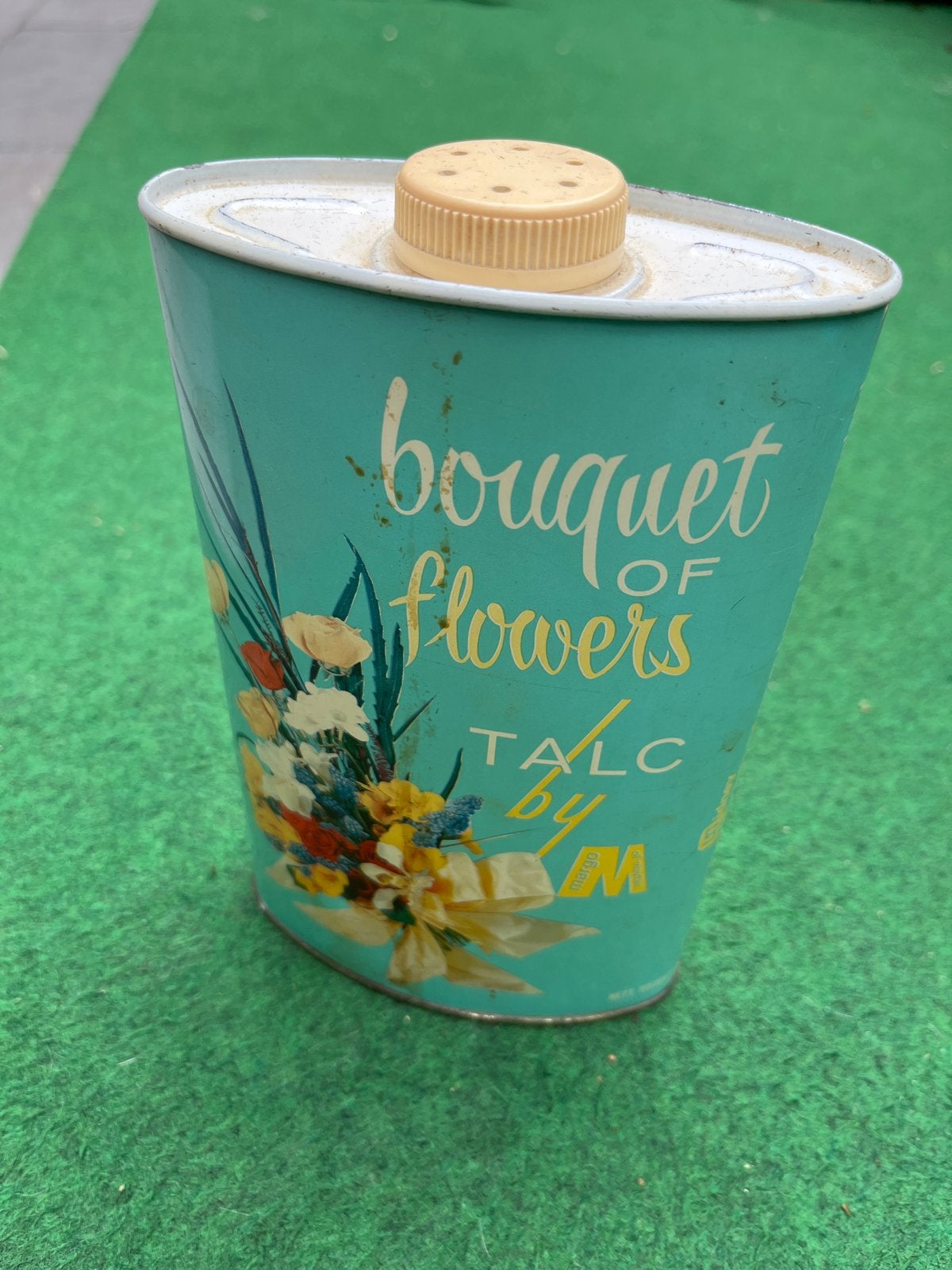Vintage 'Bouquet of Flowers' Talkpoeder Bus, Antiek en Kunst, Ophalen of Verzenden