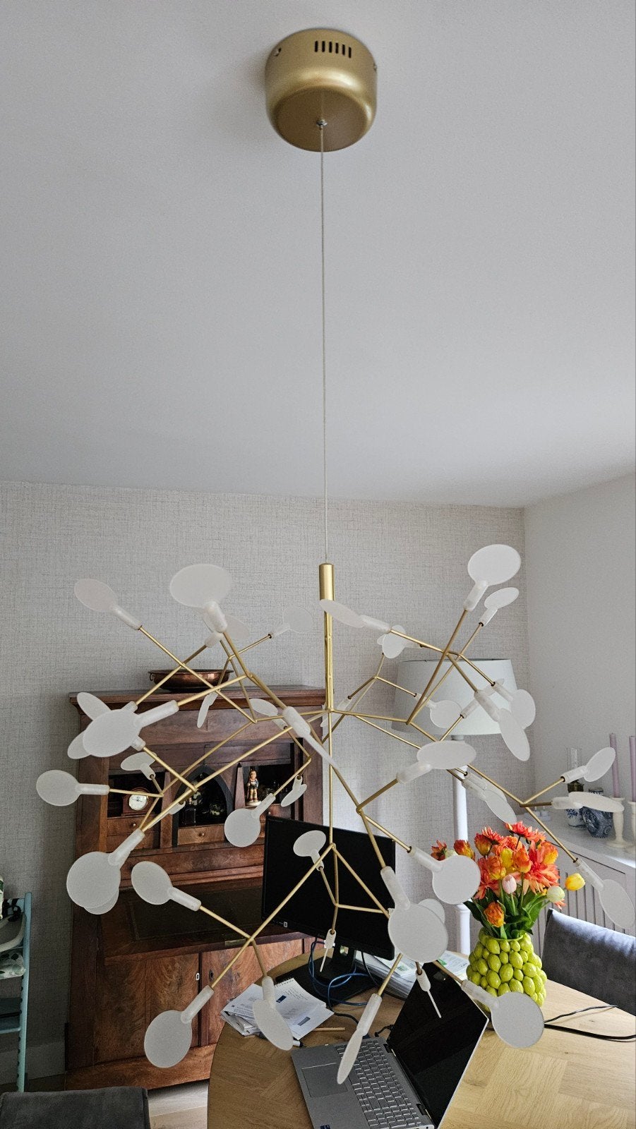 Goudkleurige Firefly LED Hanglamp - 45 Koppen Warm Wit, Ophalen, Zo goed als nieuw, Kunststof, Modern, Design, Organisch