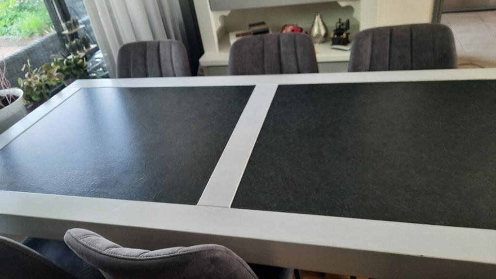 Eettafel met plavuizenbinnenblad - 200x90x78 cm, Huis en Inrichting, Tafels | Eettafels, Ophalen, Overige materialen, Gebruikt