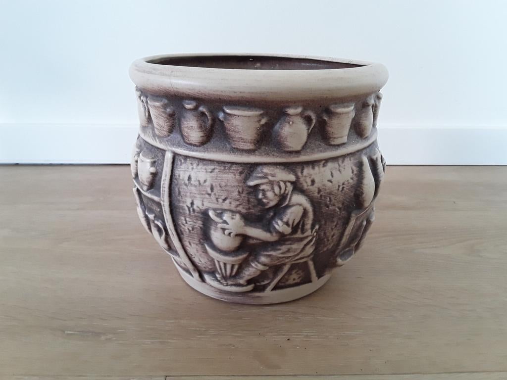 West Germany bloempot, Knodgen, vintage, 17cm hoog, Gebruikt, Rond, Binnen, Ophalen of Verzenden