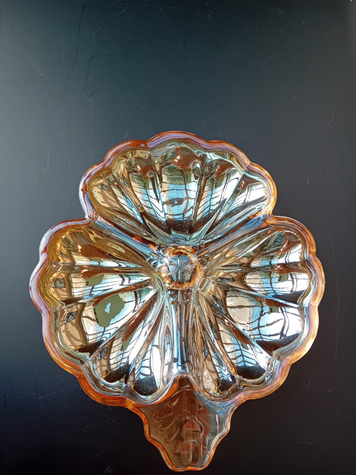 Jeannette glss Vintage Karnival Glass Schaal - Oranje Iriser, Verzenden