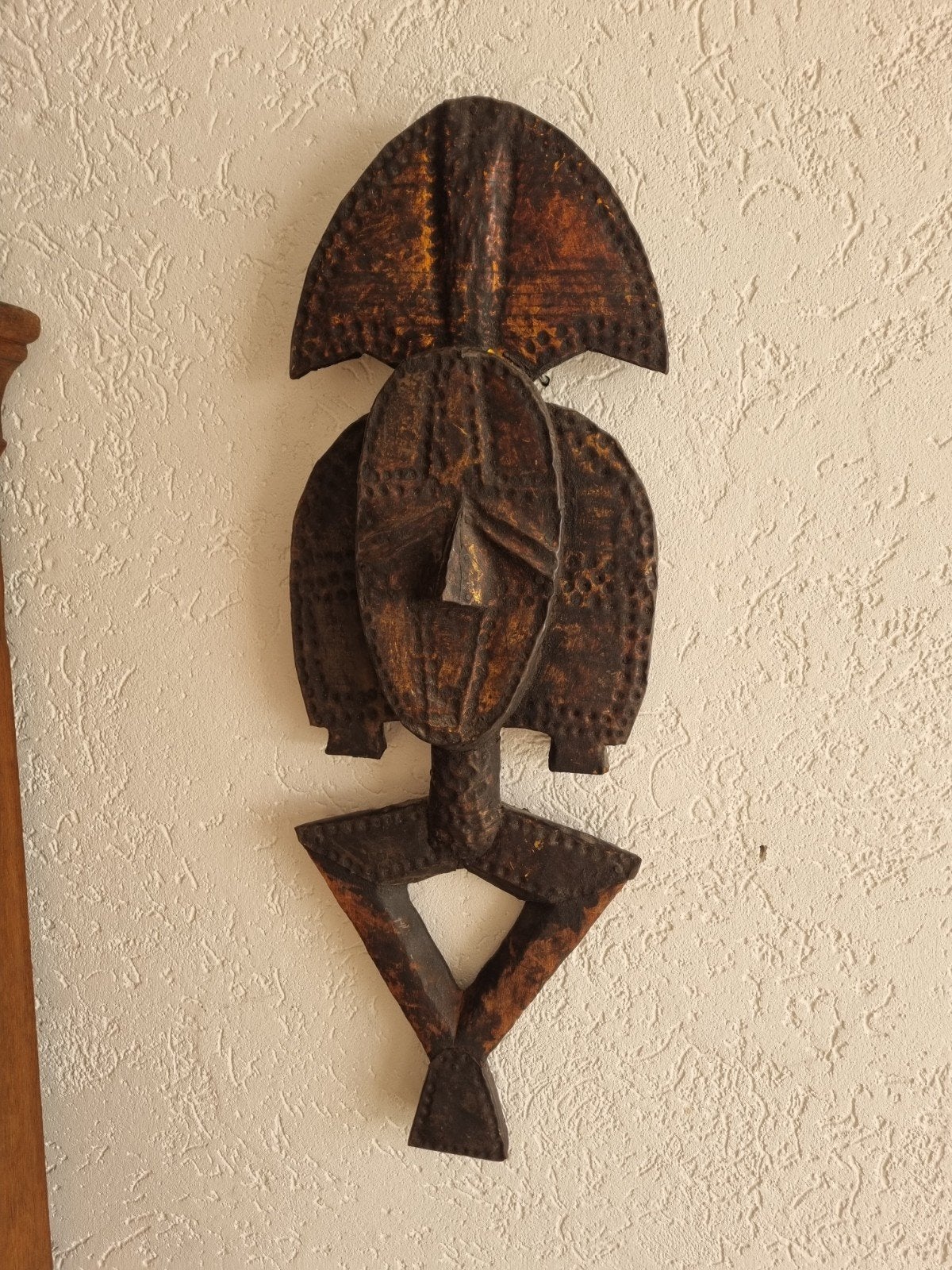 mbulu ngulu of Kota reliquary figure reliekhouderfiguur, Hout, Bruin, Afrika, Handgemaakt