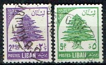 Libanon 1955 Cedarboom, Verzenden, Gestempeld, Dier of Natuur