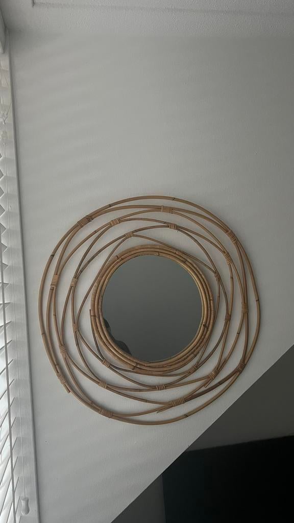 Rotan xenos spiegel, Ophalen, Rond, Zo goed als nieuw, Minder dan 100 cm