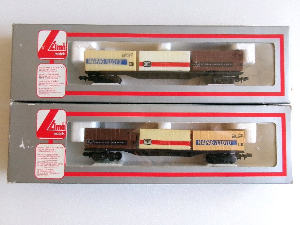 2x Lima N 320486 Goederenwagons Met Containers (in ovp), Gelijkstroom of Wisselstroom, Wagon, Ophalen of Verzenden, Zo goed als nieuw
