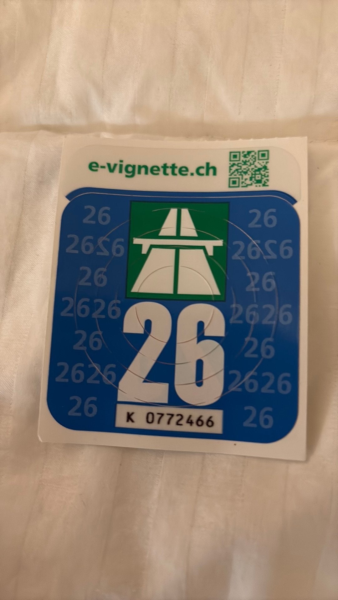 NIEUW vignet voor Zwitserland 2026, Eén persoon