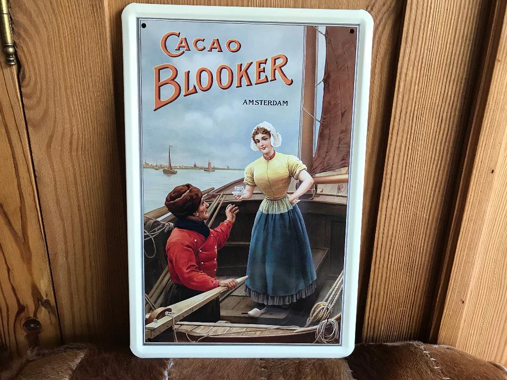 Reclamebord Cacao Blooker Amsterdam 20x30, Ophalen of Verzenden, Zo goed als nieuw, Reclamebord