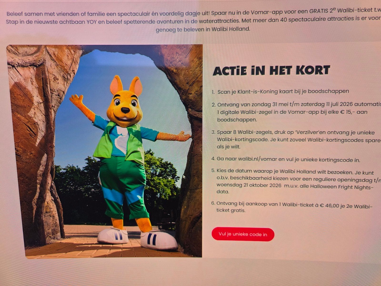 Kortingscode walibi 2e kaartje gratis, Twee personen, Kortingsbon, Pretpark