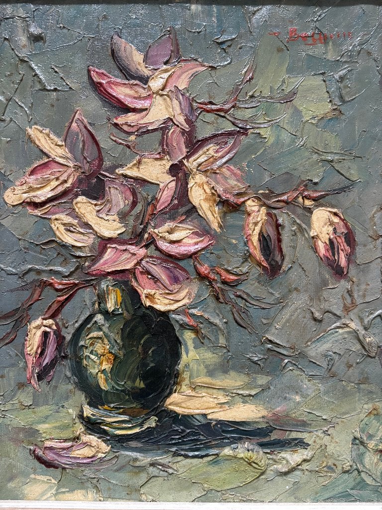 Hollandse school (XX) - Vaas met bloeiende magnolia, Antiek en Kunst, Bloemen, Doek, Impressionistisch, Ophalen of Verzenden