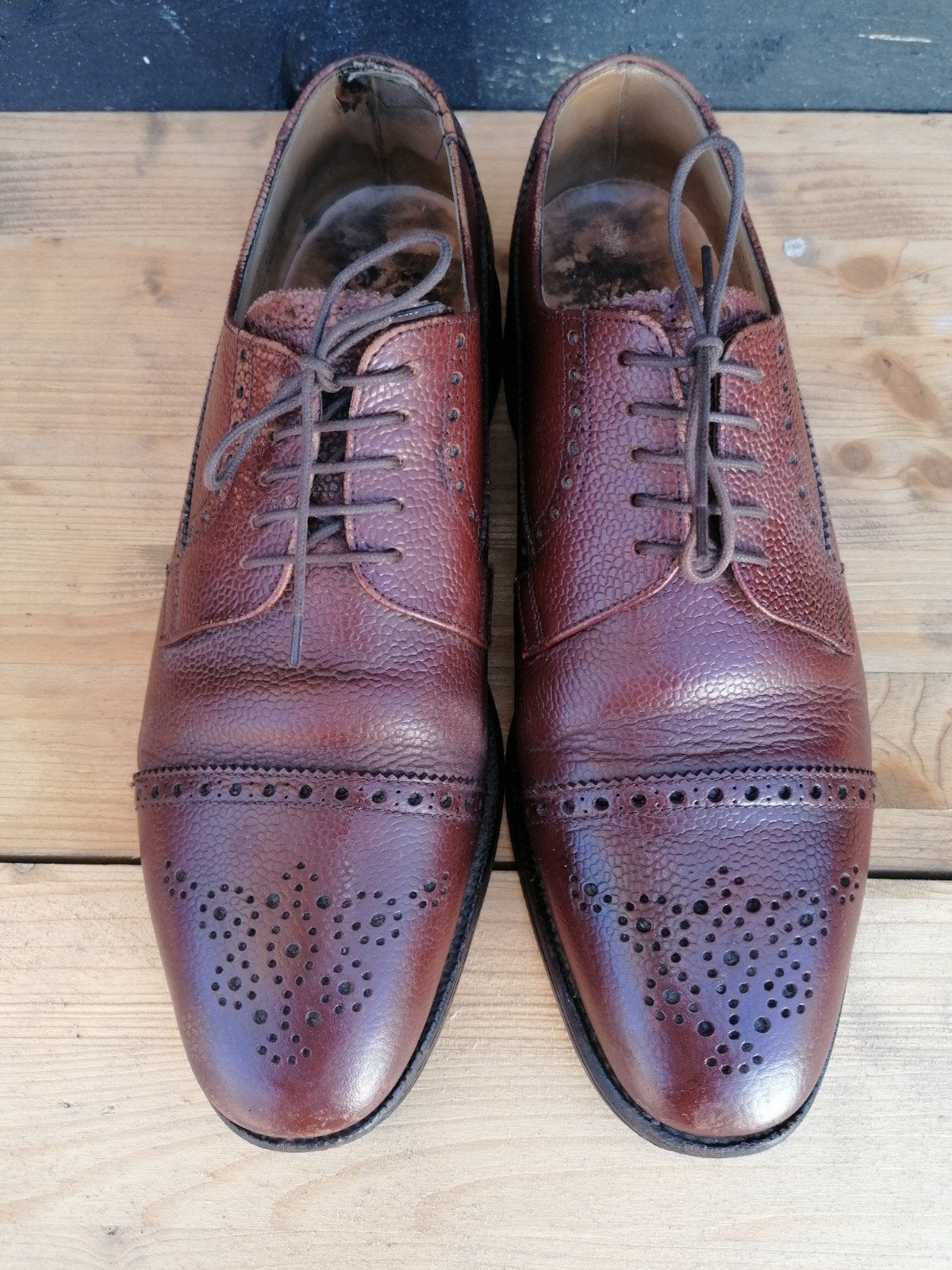Vintage Engelse k shoes scafell brogues met schoenspanners, Bruin, Scafell, Ophalen of Verzenden, Gedragen