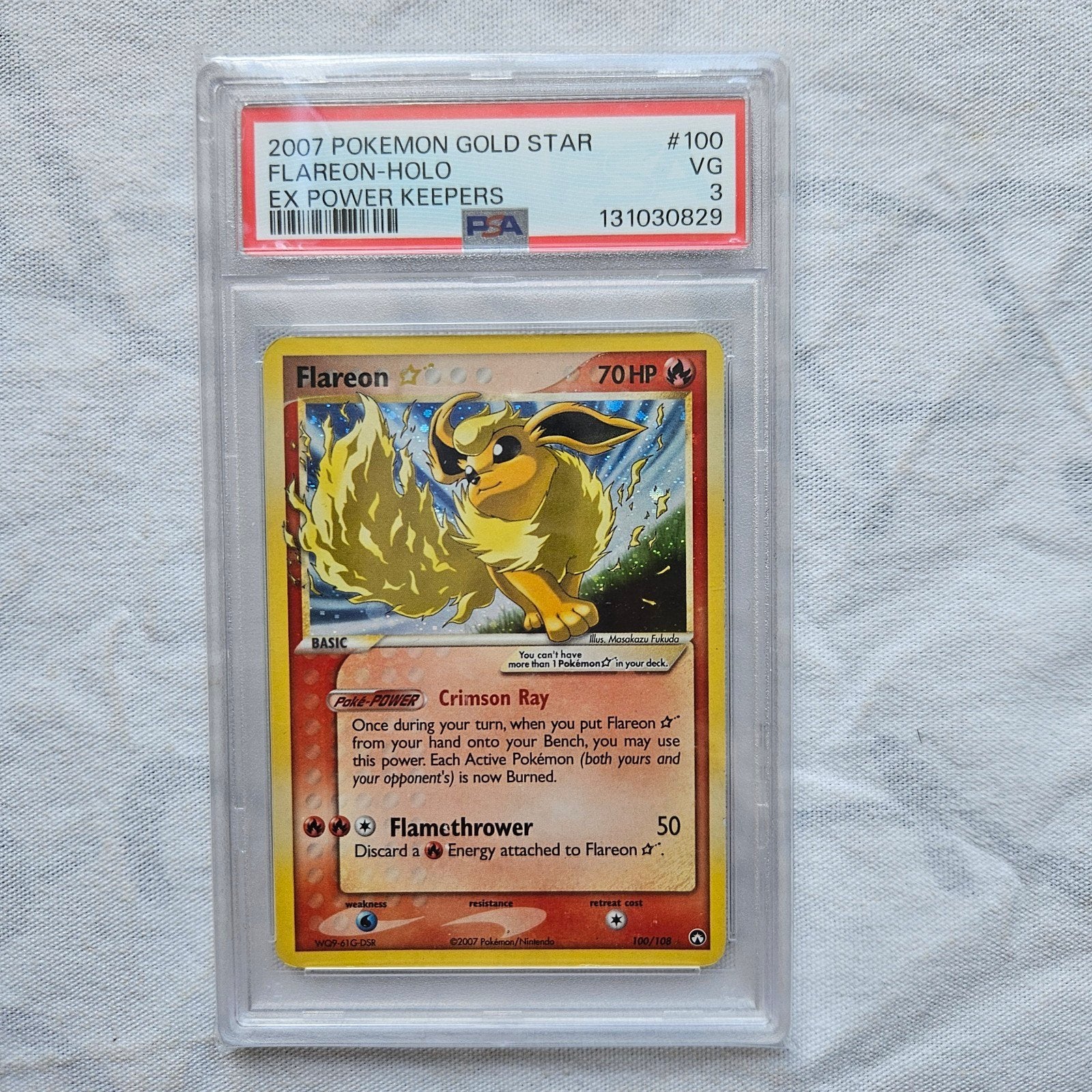 Flareon Gold Star 2007 Holo EX Power Keepers PSA 3, Ophalen of Verzenden, Gebruikt, Losse kaart, Foil