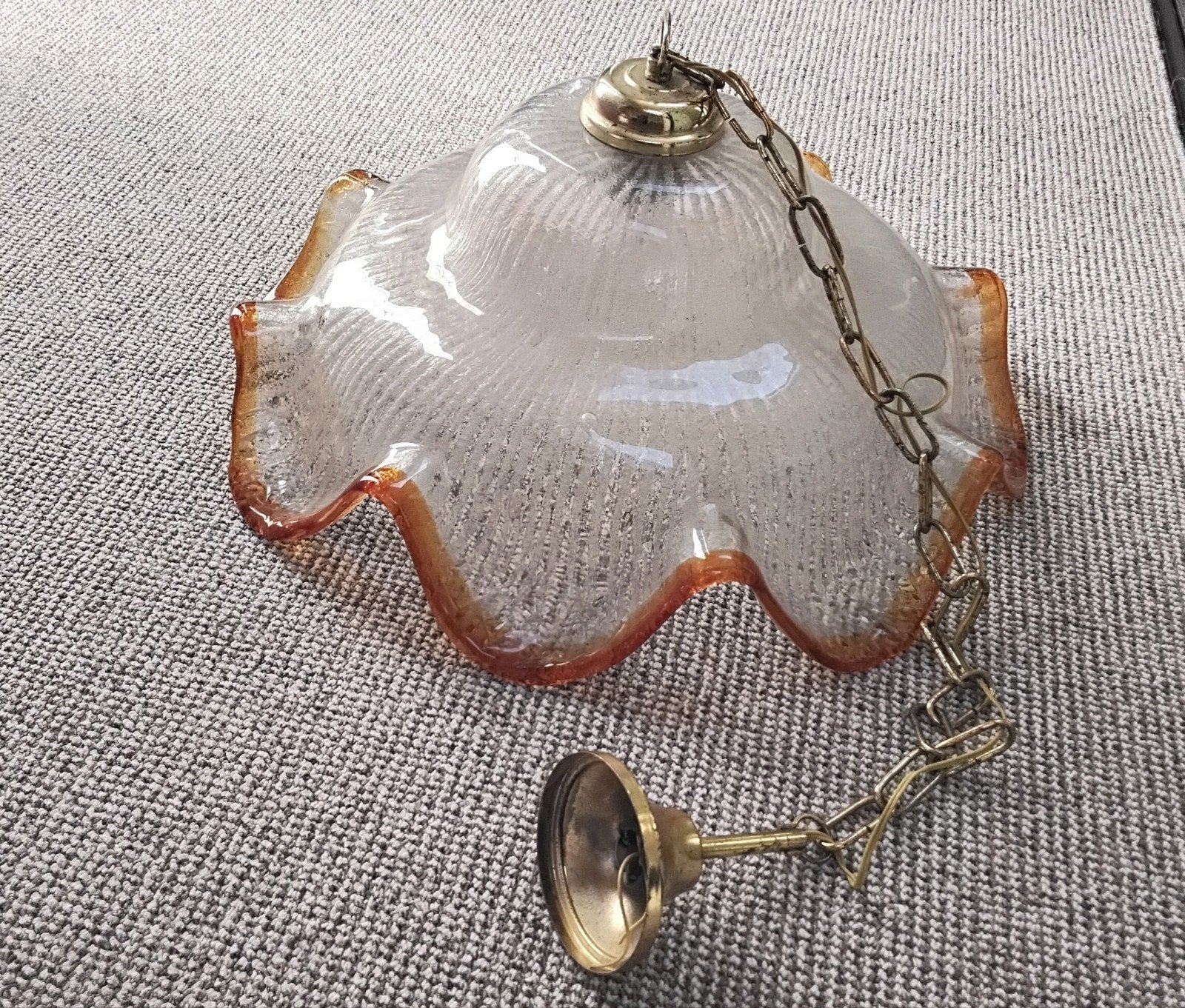 Vintage Italiaanse Murano glazen lamp, jaren 60/70, Ophalen, Gebruikt, Glas, E27 (groot)