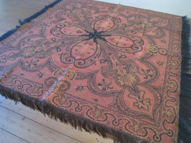 Vintage tafelkleed, jaren 30, roestbruin en zwart, 93x100cm, Ophalen of Verzenden, Gebruikt, Tafelkleed of Tafelzeil