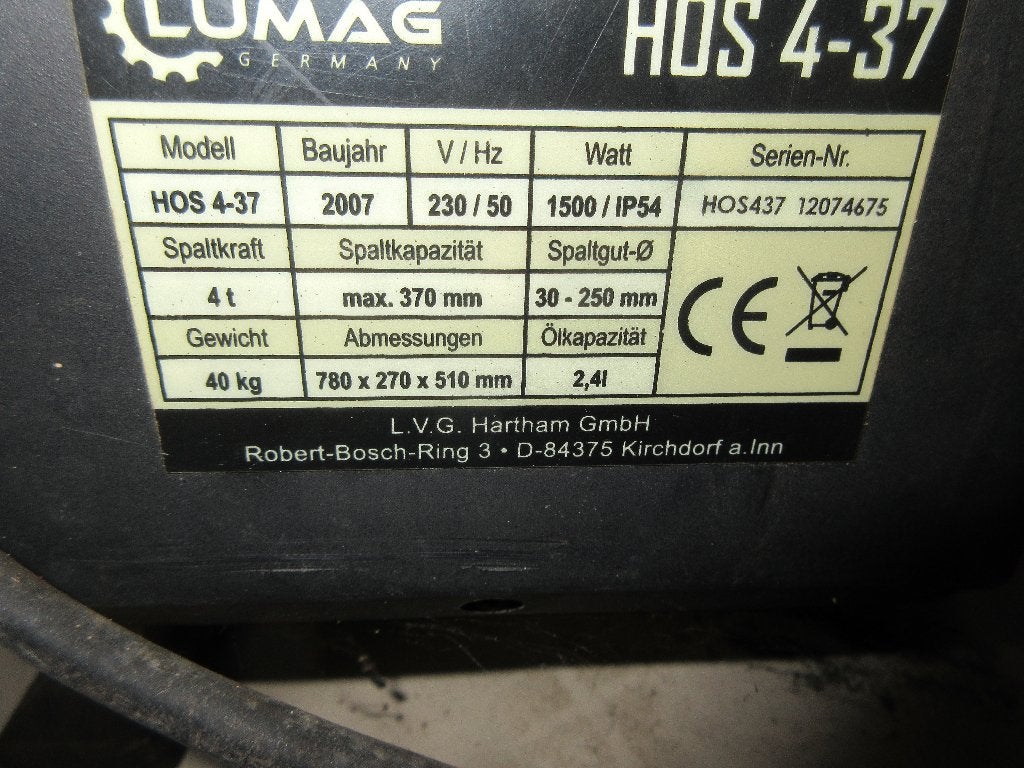 Motor voor houtklover  lumag, Ophalen, Zo goed als nieuw, Elektrisch, Liggend