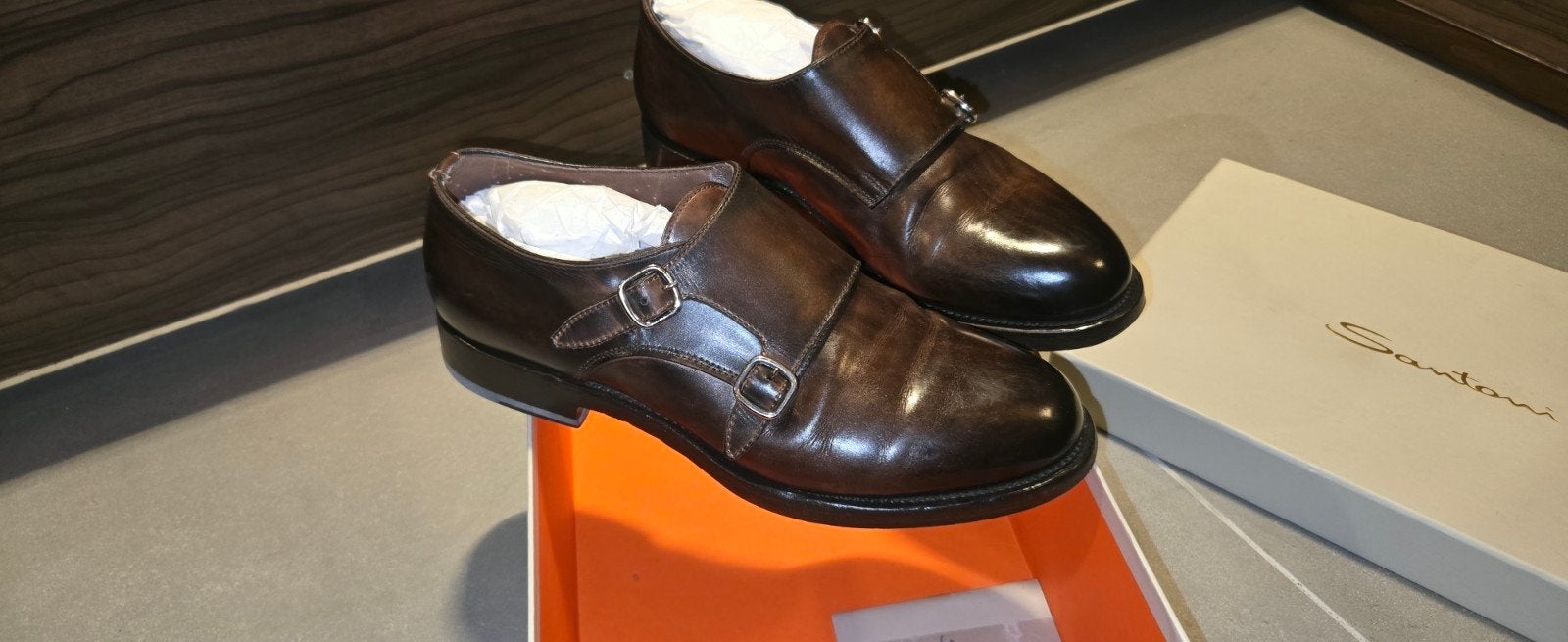 Santoni Gespschoenen - Bruin Leren Monks, Kleding | Heren, Bruin, Ophalen of Verzenden, Santoni, Gespschoenen