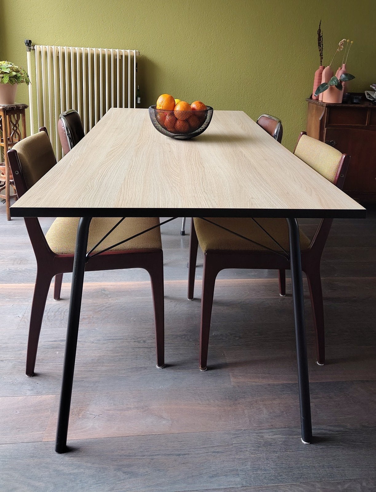Scandinavische industriële eettafel 200x90, Huis en Inrichting, Tafels | Eettafels, Ophalen, Gebruikt, 50 tot 100 cm, Vijf personen of meer