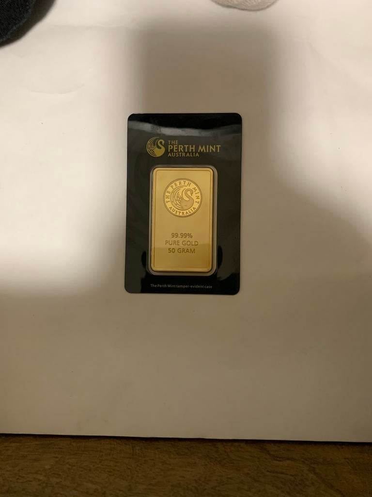 The Perth Mint 50 gram 99.99% Puur Goud Baar, Ophalen of Verzenden, Goud