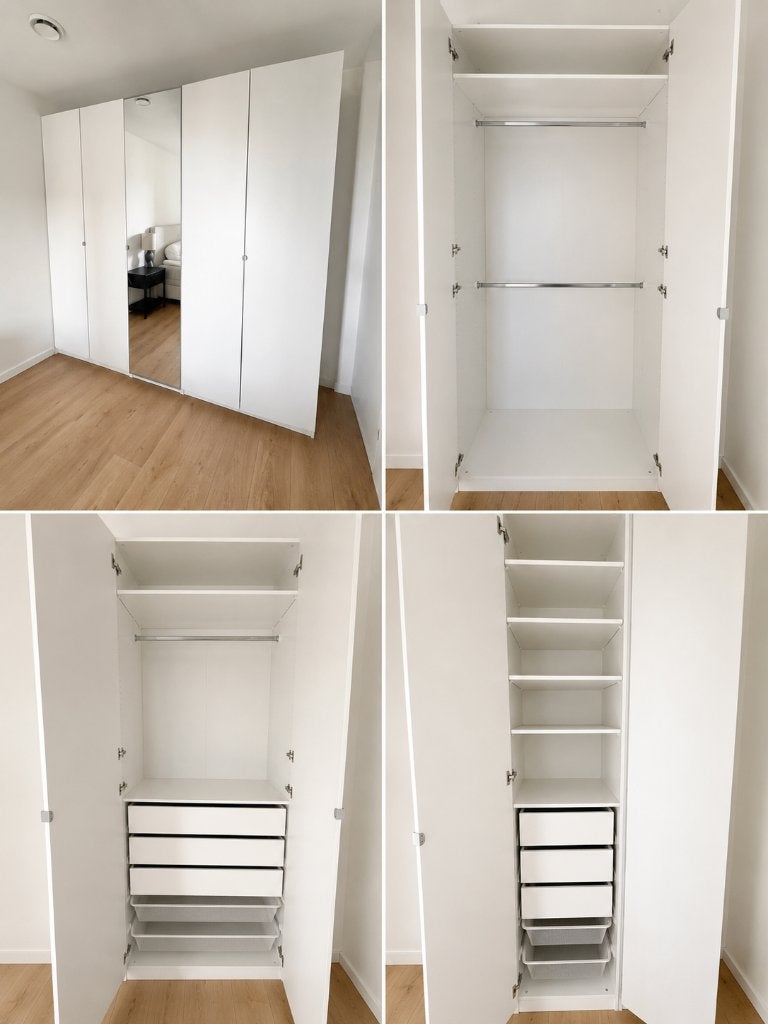 IKEA PAX kast – wit met spiegeldeur, Gebruikt, 200 cm of meer, 200 cm of meer, 50 tot 75 cm