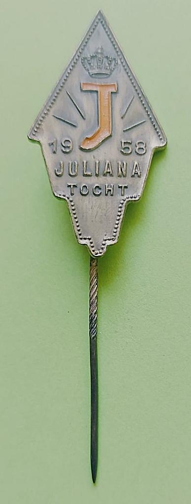 Wandelen: Juliana tocht 1958 speldje, Ophalen of Verzenden, Gebruikt, Overige typen