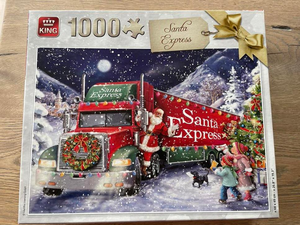 King Puzzel 1000 Stukjes - Santa Express Kersttruck, Ophalen, 500 t/m 1500 stukjes, Zo goed als nieuw, Legpuzzel