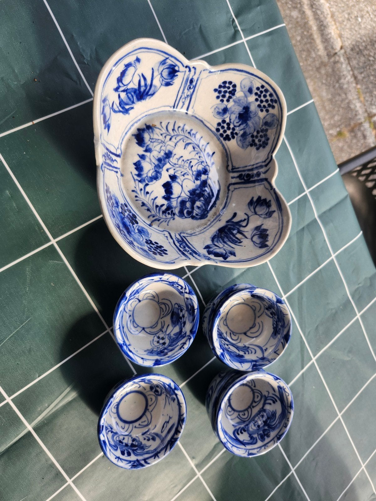 Antiek Chinees serviesje - Blauw-wit porselein, Ophalen
