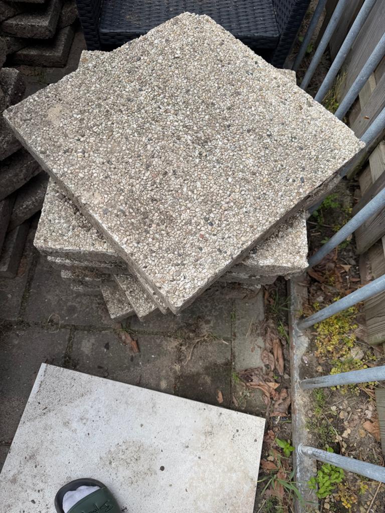 Grindtegels 50x50x8, Ophalen, Gebruikt, Beton, Terrastegels