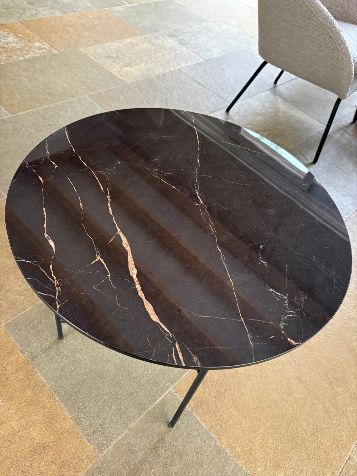 Zuiver bijzettafel keramiek marmerlook Ø60 cm, Ophalen, Rond, 50 tot 100 cm