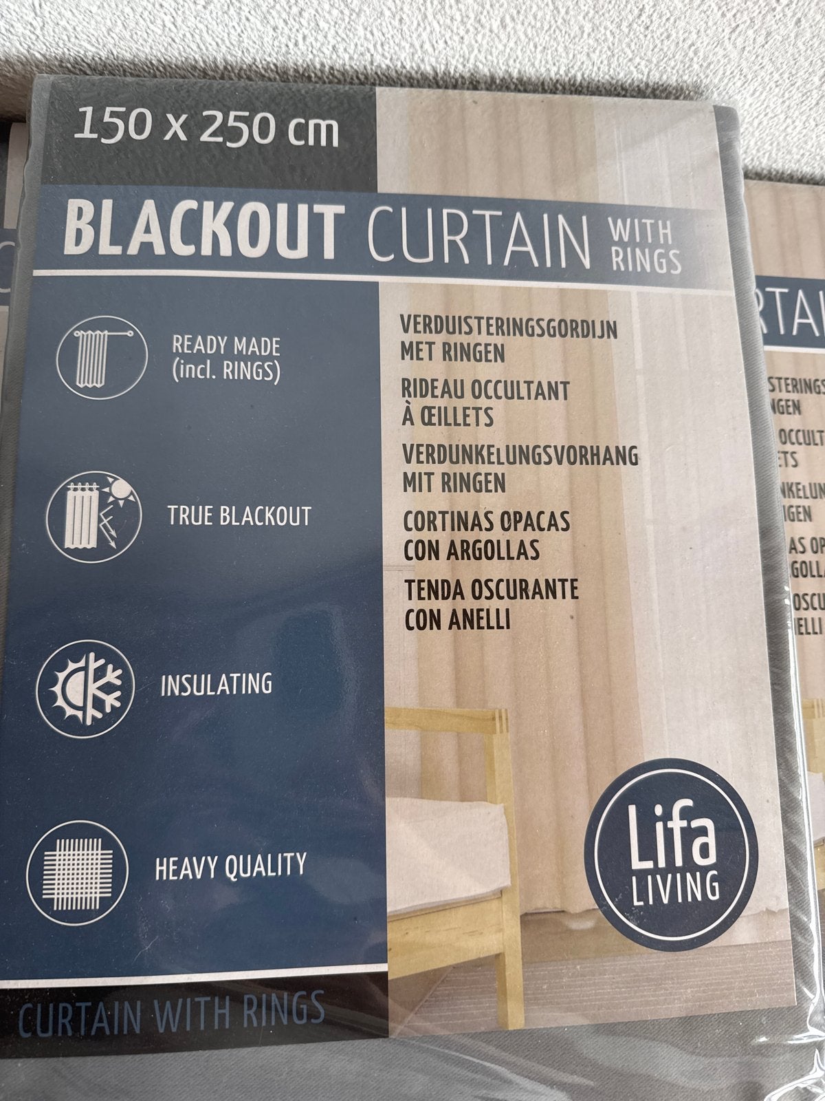 LIFA Living Verduisteringsgordijn met ringen - Zilver Grijs, Inclusief montageonderdelen, LIFA Living, Nieuw, Ophalen of Verzenden