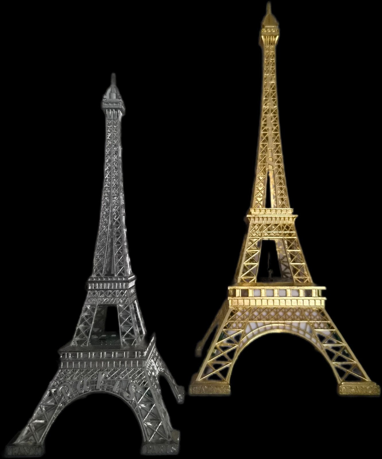 Set van 2 Eiffeltoren beeldjes - Zilver en Goud, Ophalen of Verzenden, Gebruikt