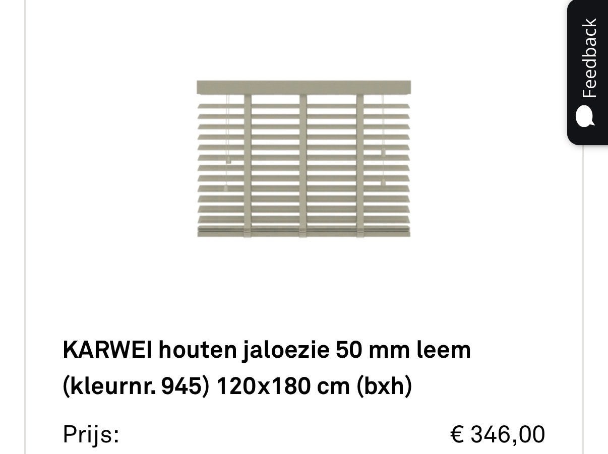 KARWEI houten jaloezie leem (kleurnr. 945), Ophalen of Verzenden, Zo goed als nieuw, Grijs, Inclusief montageonderdelen