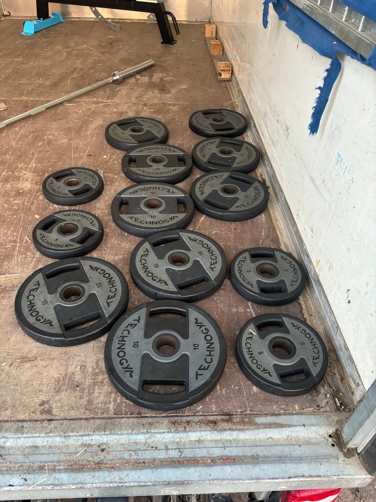 100 kg Technogym Olympische Halterschijven, Halterschijven, Gebruikt, Armen, Ophalen of Verzenden
