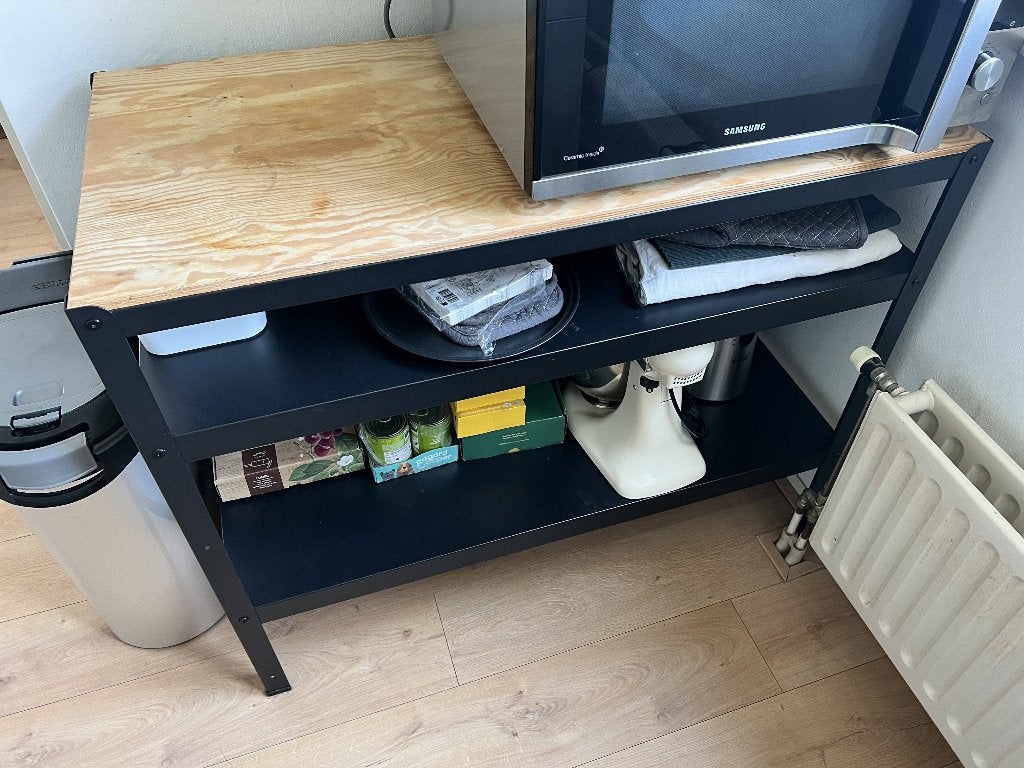 IKEA BROR werkbank 110x55 cm zwart / pine plywood, Ophalen, Gebruikt