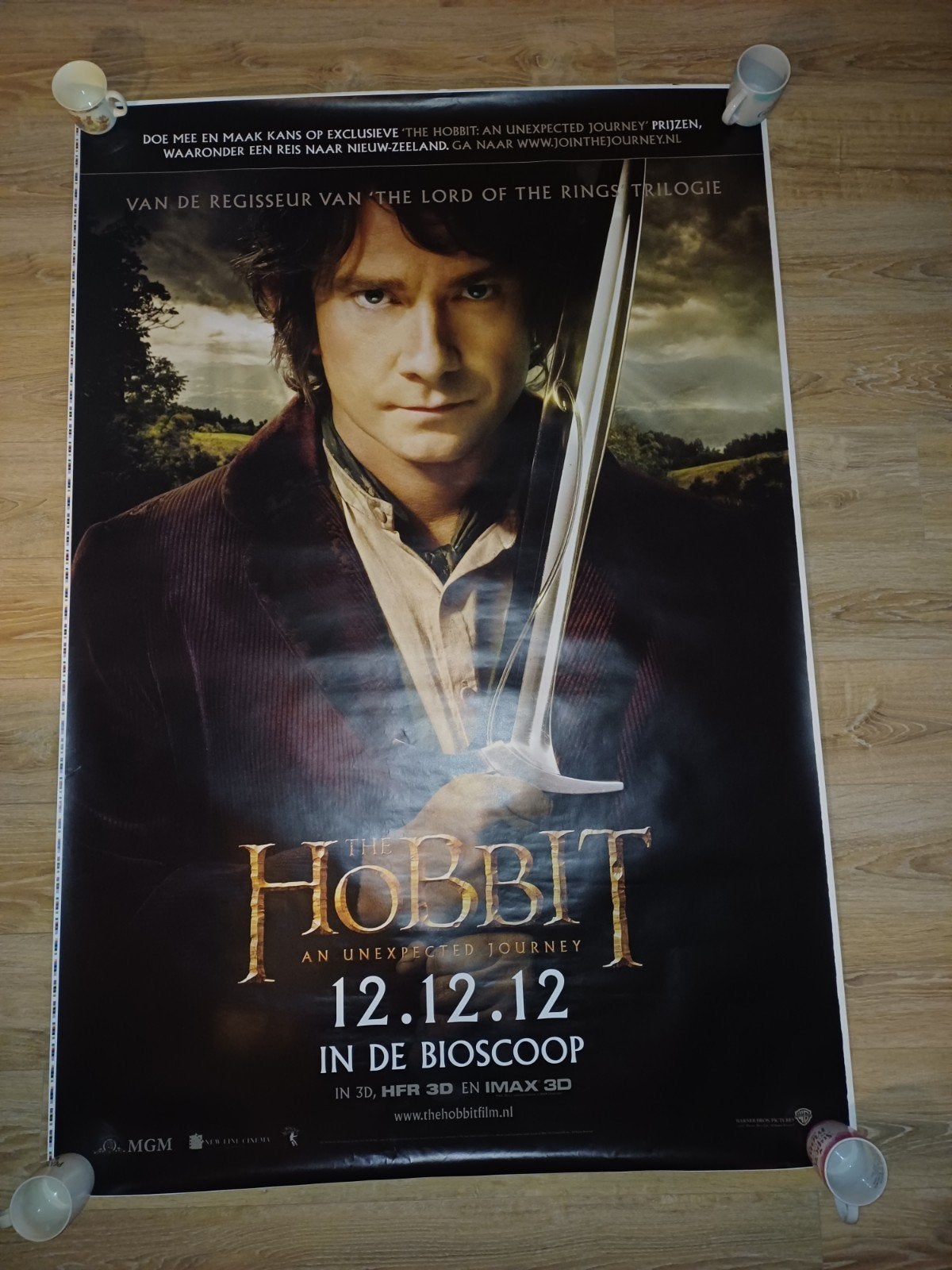 Abri-poster The Hobbit An Unexpected Journey 2012, Verzamelen, Ophalen, Rechthoekig Staand, Zo goed als nieuw, A1 t/m A3