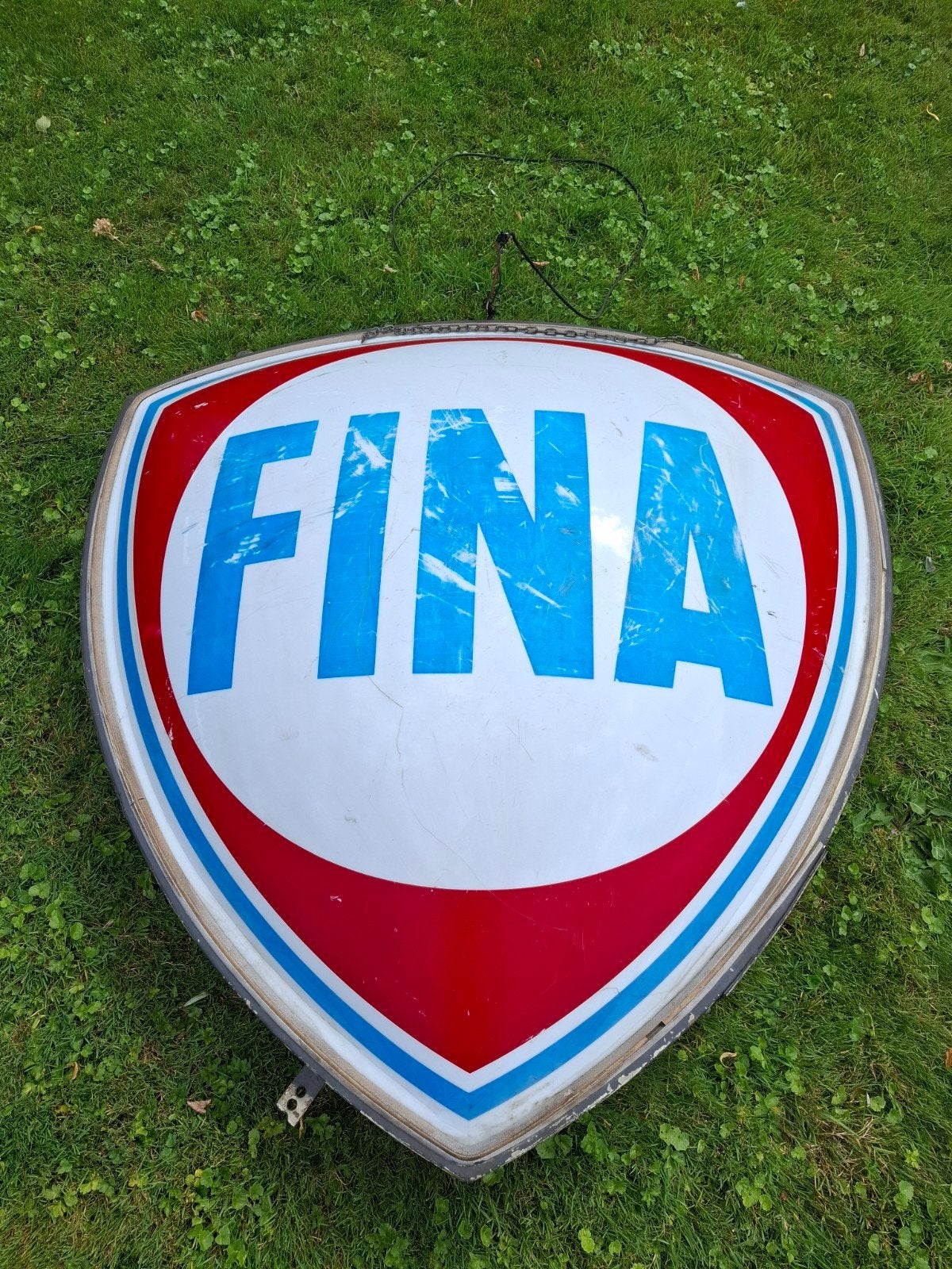 Vintage FINA Reclamebord - Lichtbak, Ophalen, Gebruikt, Reclamebord