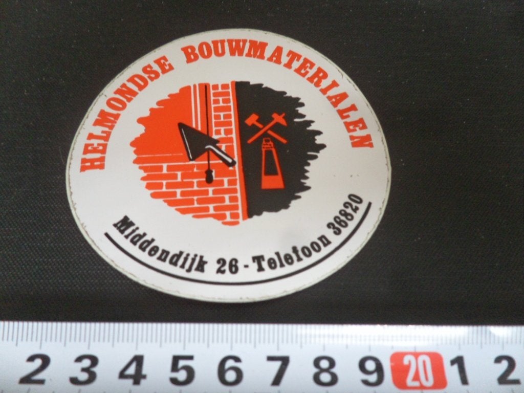 sticker helmondse bouwmaterialen middendijk 26 *, Verzamelen, Ophalen of Verzenden, Zo goed als nieuw