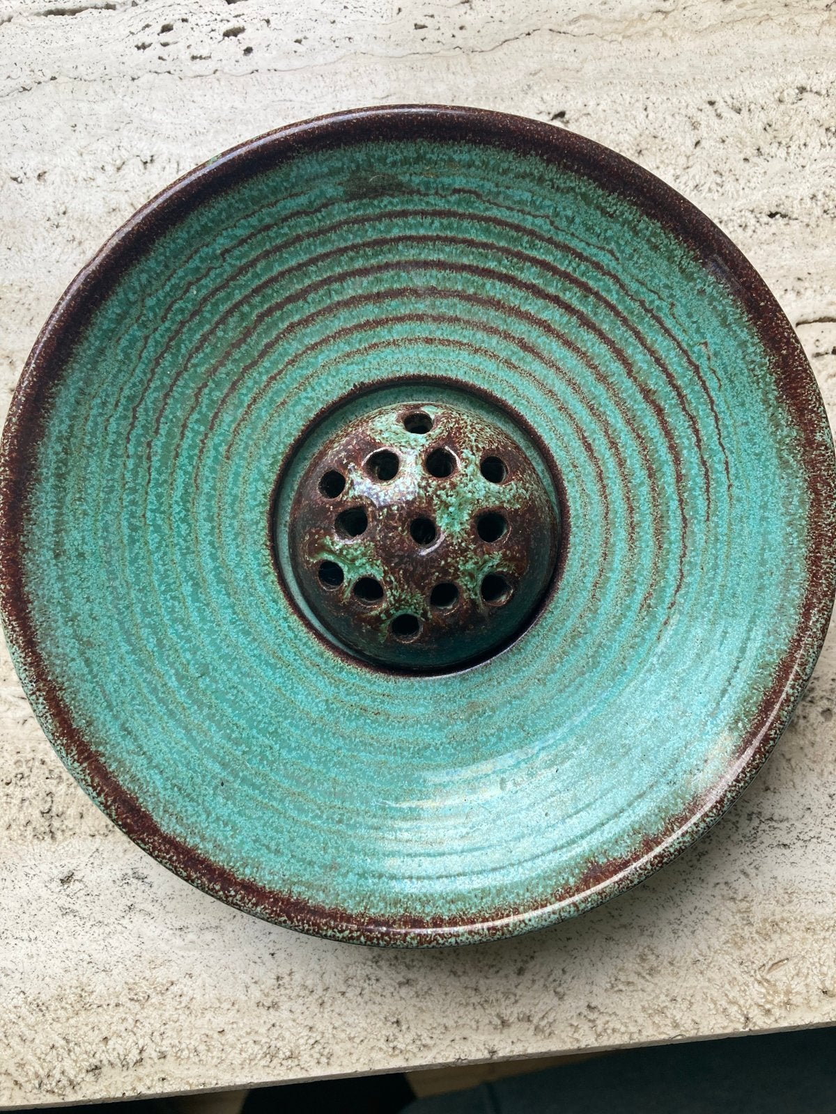 Westraven Keramische Bloemsteker / Bloemhouder - Turquoise, Ophalen of Verzenden