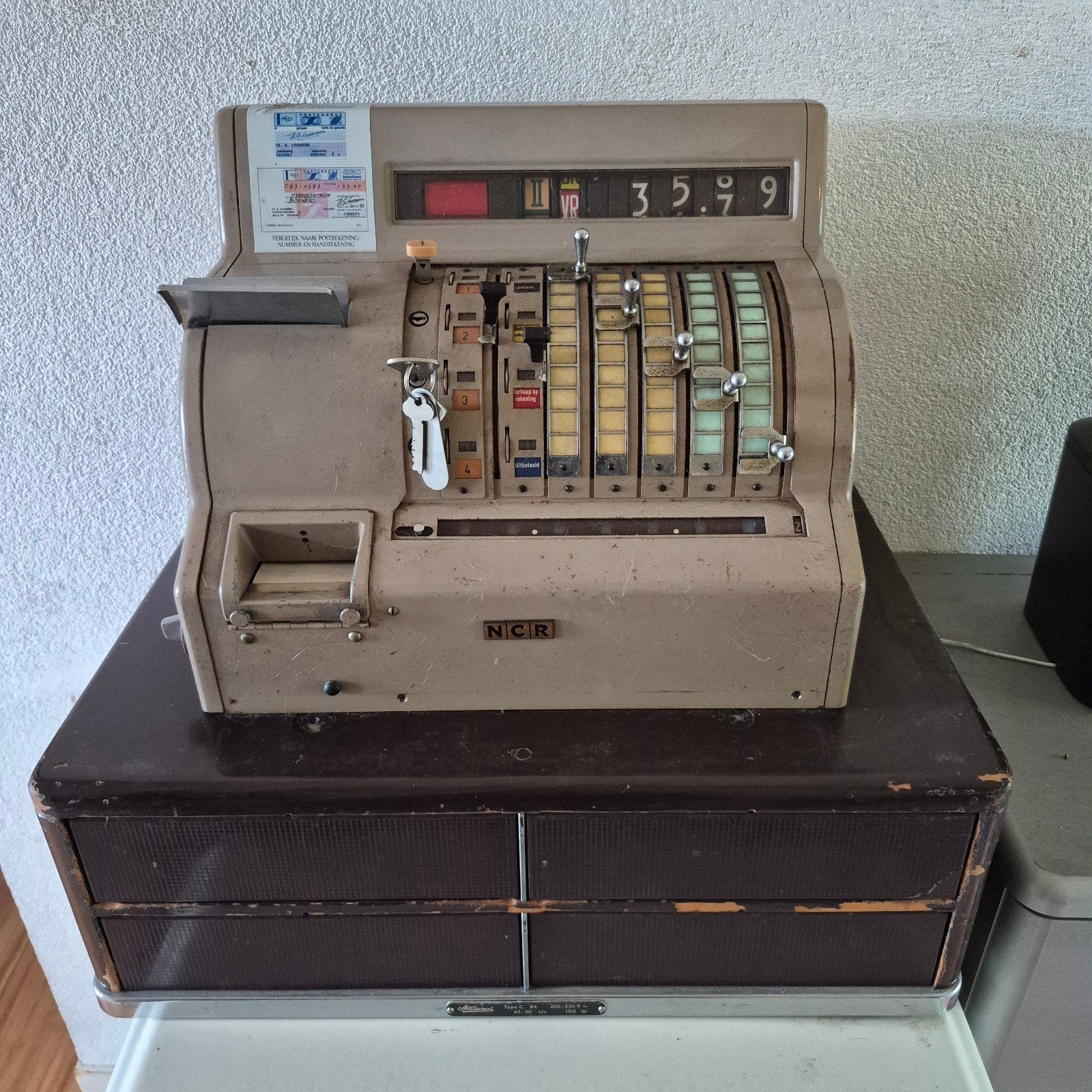 Vintage NCR Kassa met 4 lades - Niet werkzaam, zwaar, Ophalen