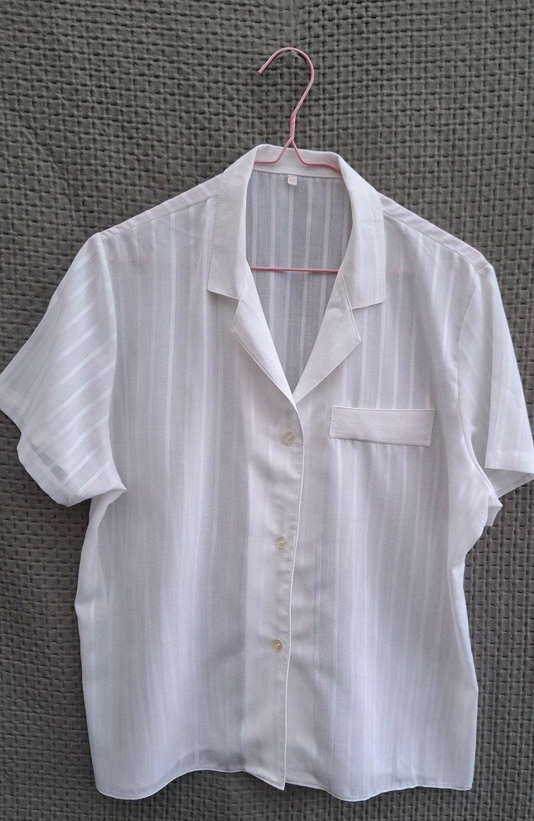 Vintage blouse, maat 40/42 - L/XL - wit - strepen - 90's, Ophalen of Verzenden, Zo goed als nieuw, Geen merk, N.v.t.