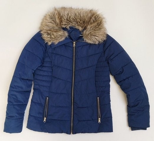 Blauwe winterjas Here+There – maat 170, Kinderen en Baby's, Kinderkleding | Maat 170, Meisje, Ophalen of Verzenden, Zo goed als nieuw