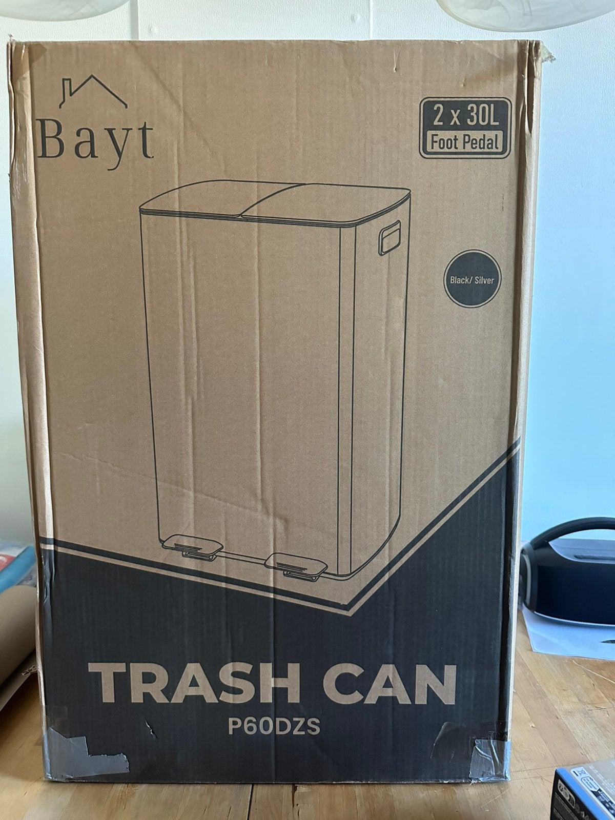 Bayt prullenbak 60L 2x30L – pedaalemmer – NIEUW, Huis en Inrichting, Woonaccessoires | Prullenbakken, 50 – 75, Met pedaal, Nieuw