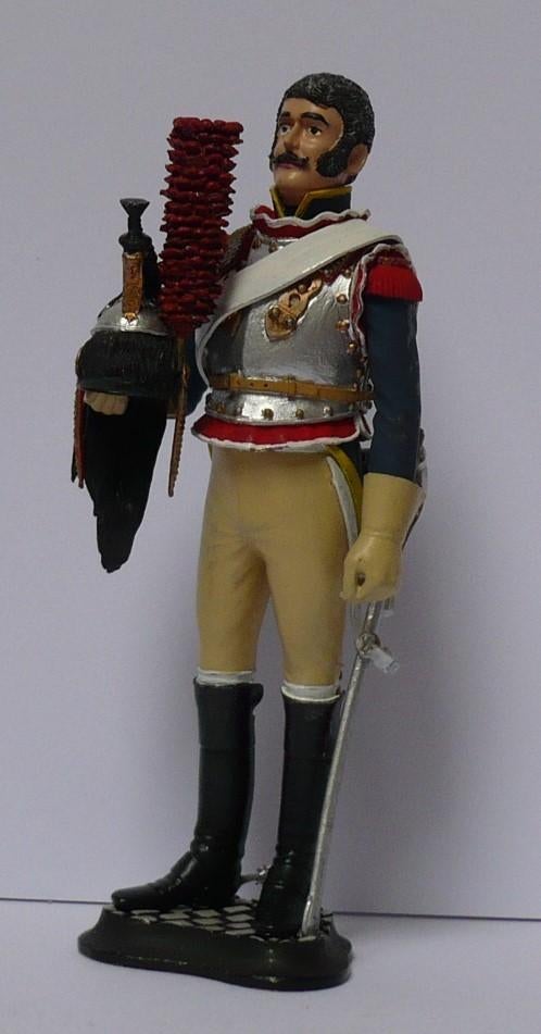 Beschilderde tinnen figuur napoleontische Franse Cuirassier, Ophalen of Verzenden, Zo goed als nieuw, Groter dan 1:35, Figuur of Figuren