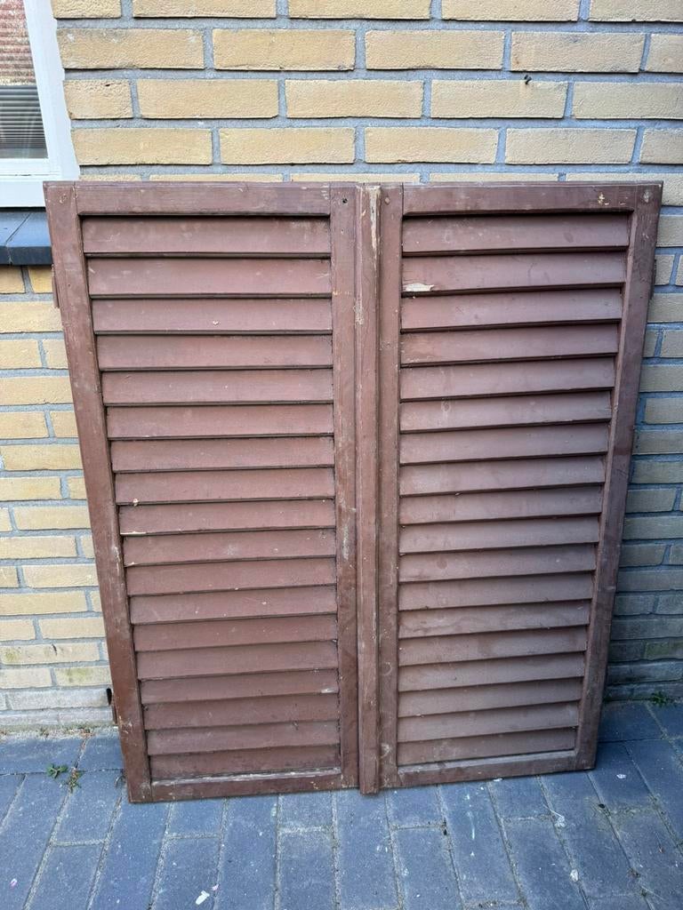 Brocante houten luiken / shutters – 114 cm, Ophalen, Gebruikt