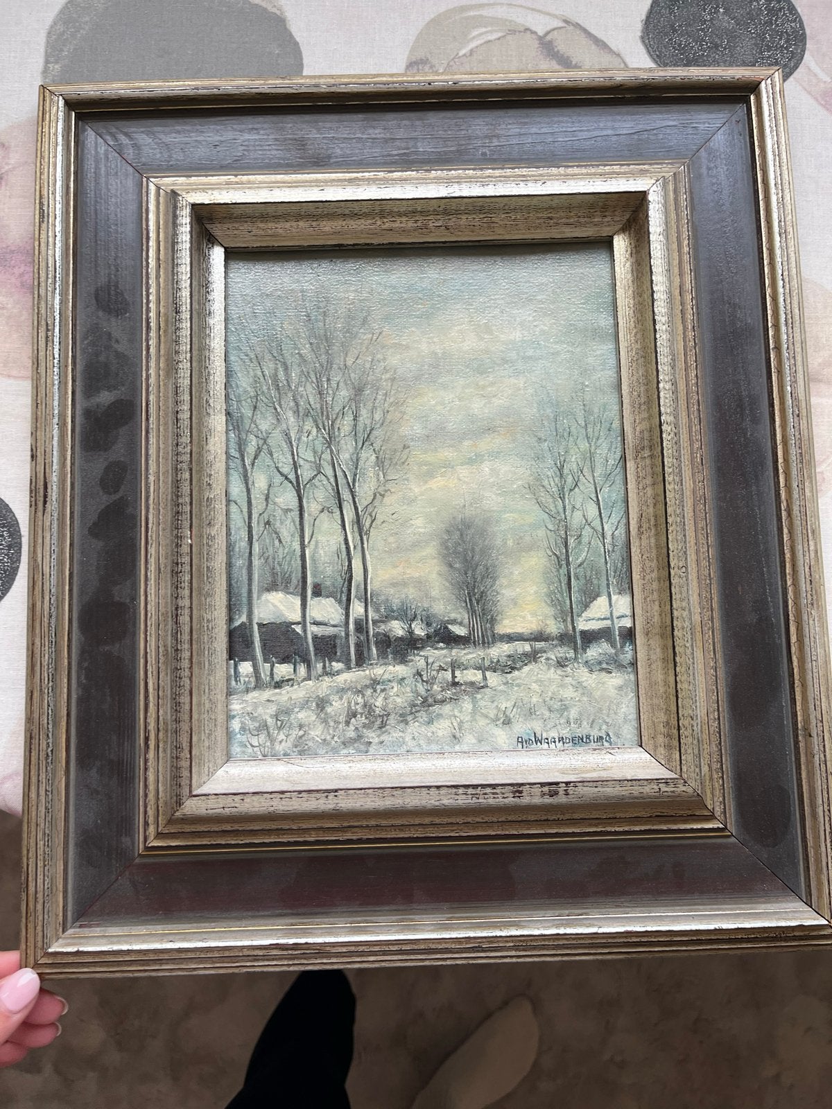 Schilderij A. van Waardenburg - Winters Landschap, Doek, Realistisch, Ophalen of Verzenden, Gesigneerd