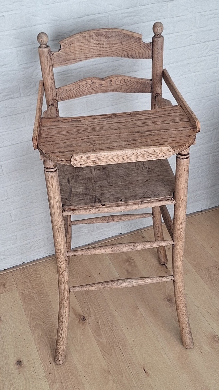 Vintage houten kinderstoel, Ophalen, Gebruikt, Overige typen, Afneembaar eetblad