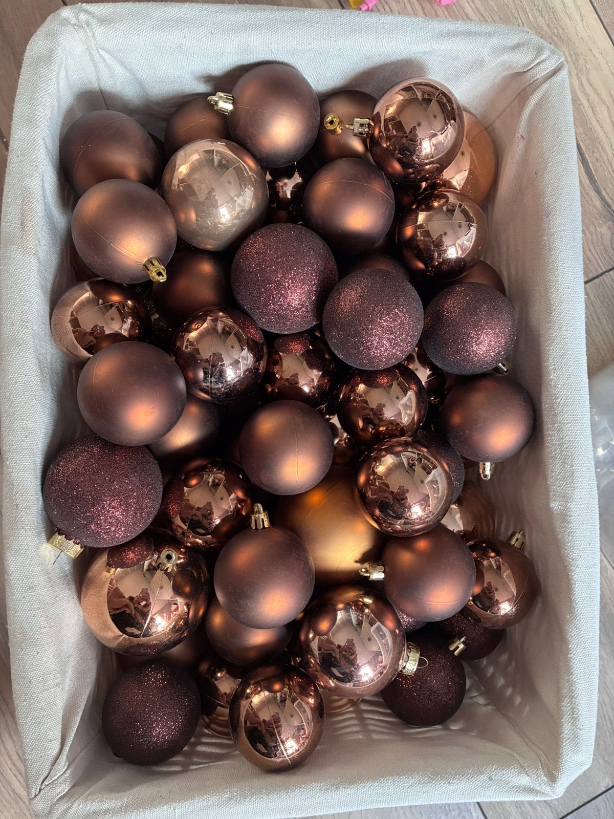 Onbreekbare kerstballen - bruin/brons, Ophalen, Zo goed als nieuw